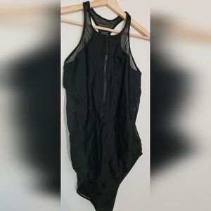 Sleek Black Cutout Mesh Speedo